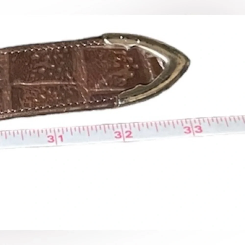 HONEST BY BRIGHTON Brown CROC EMBOSSED Leather Belt with Silver Animals size 28